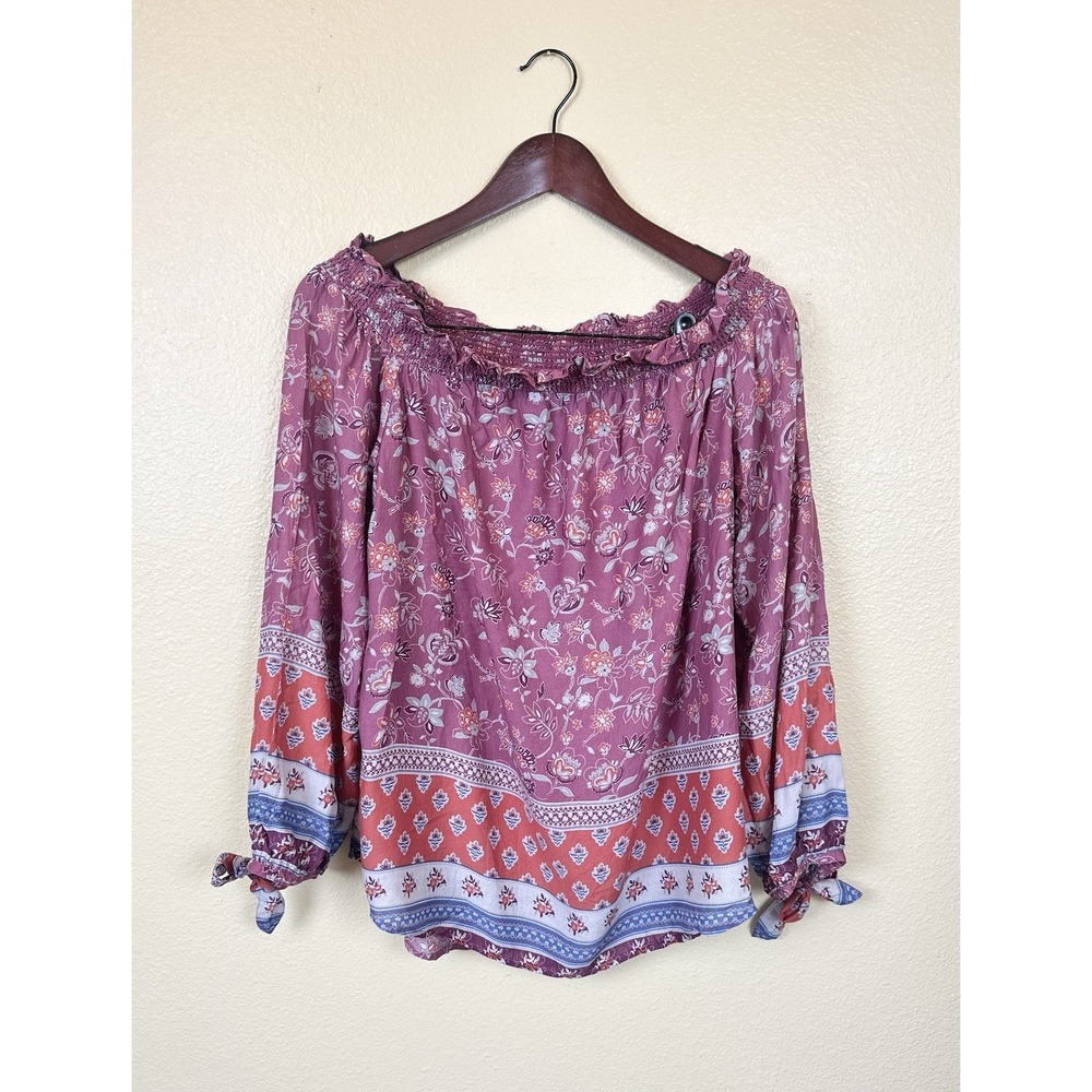 Beachlunchlounge Boho Off‎ The Shoulder Floral Blouse Size Medium Western